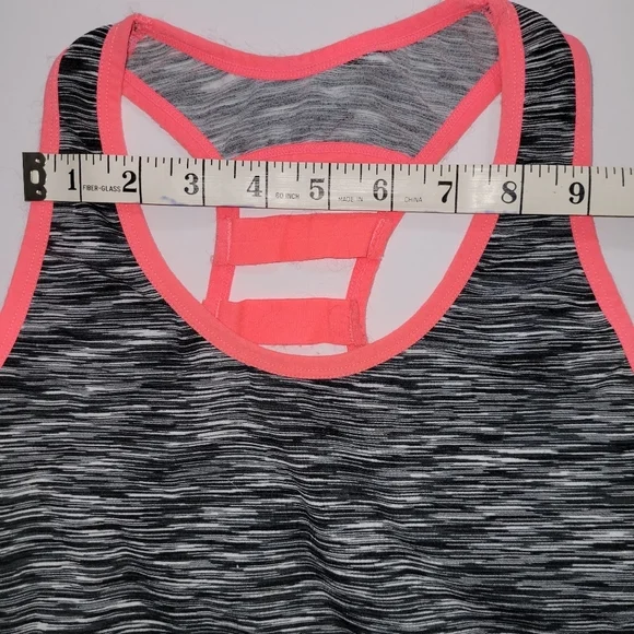 Feathers Maternity heather grey & neon pink ladder racerback tank top - Picture 5 of 6